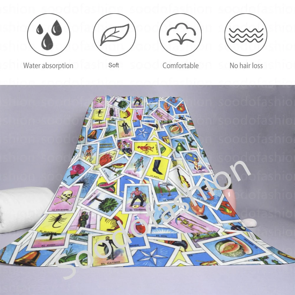2024 Factory Cheap Price Custom Cartoon Mexican Bingo Game Card Party Supplies Quick Dry Beach Towel