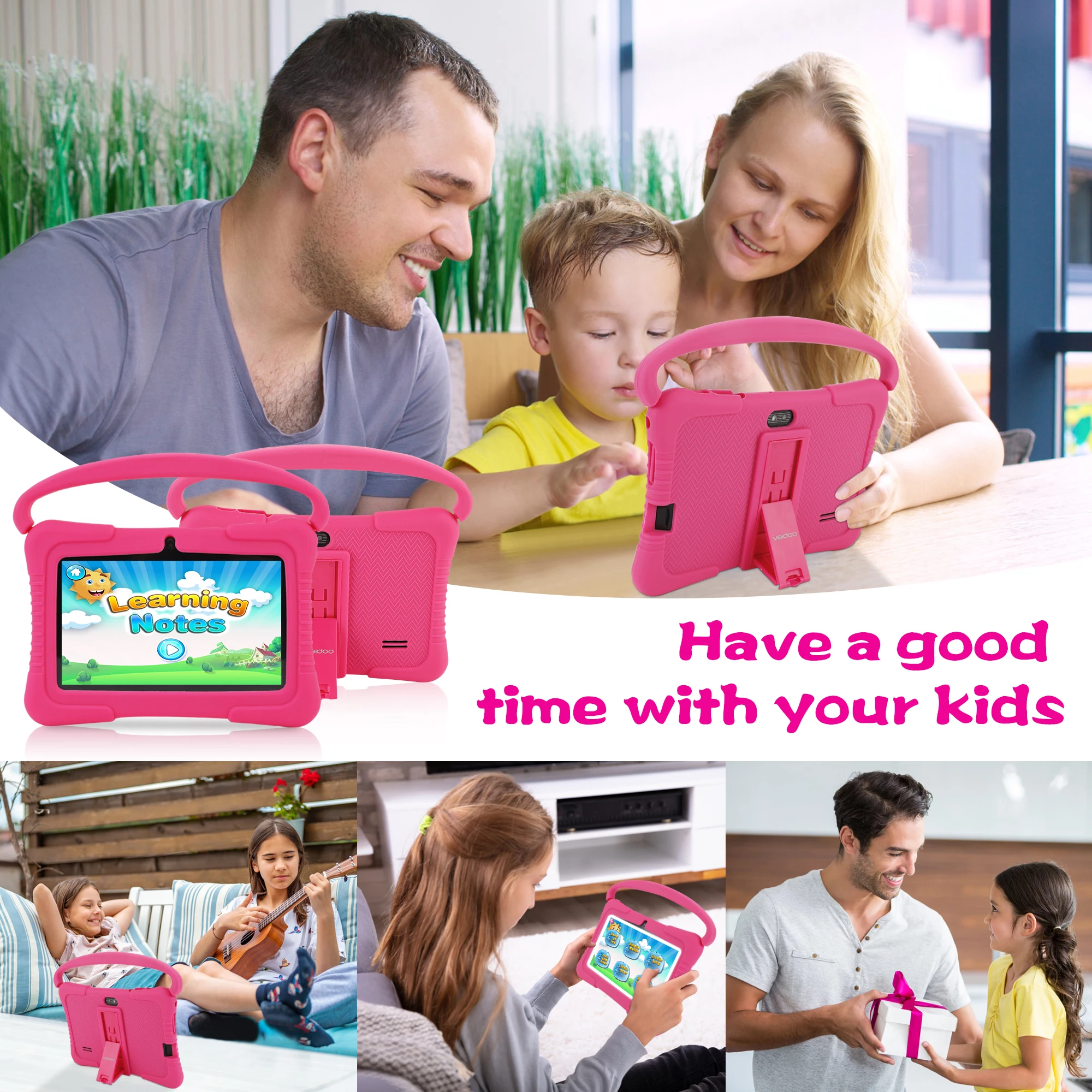 Leaning Wifi 7 Inch Android Tablet Pc Educational Kids Tablet With Silicone Case