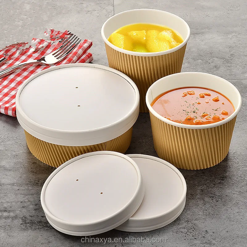 food container greaseproof paper soup bowl with cover for porridge factory