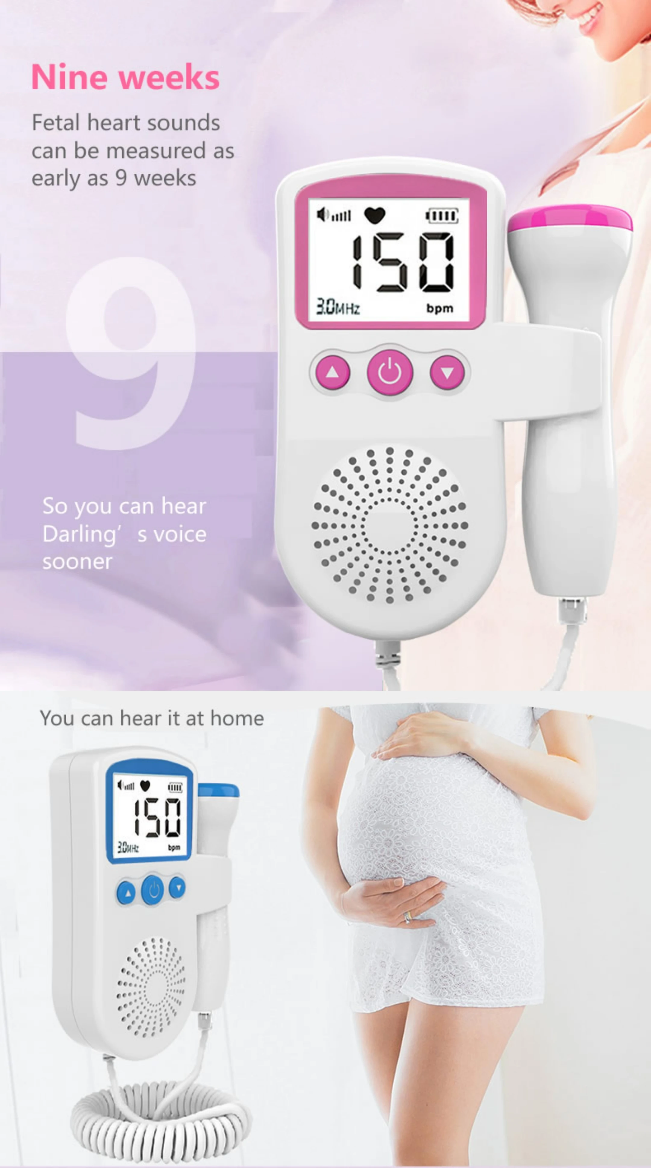 Wholesale Portable Digital Heart Monitor Fetal Doppler For Fetus ...