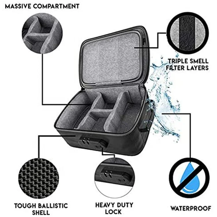 Smell Proof Case Stash Box with Combo Lock Smell Proof Container with Shoulder Strap