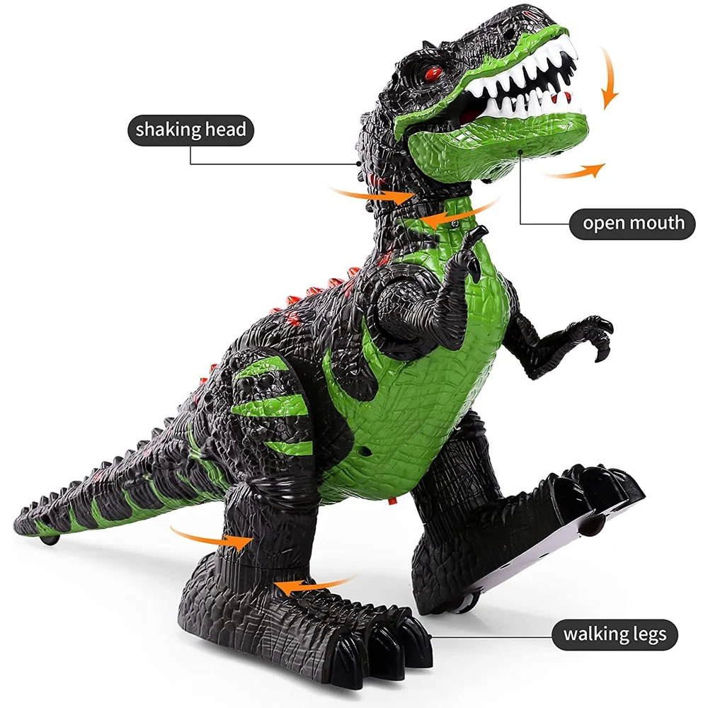 JOYIN LED Dinosauro Telecomandato Camminando e Ruggendo Giocattoli di Dinosauro T-Rex Realistici con Occhi Luminosi, Movimento a Piedi, Scuotendo la Testa per i Bambini Ragazzi Ragazze