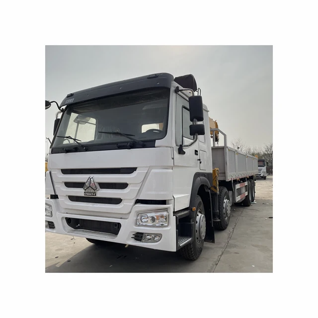 Used High Quality China Sinotruk Howo 5ton 8ton  10tons 12ton 8x4 12 Wheel Cargo Truck With Crane Truck Mounted Crane