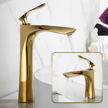 Luxury Bathroom Basin Faucet Single Handle Deck Mounted Hot Cold Washbasin Faucet Mixer Tap