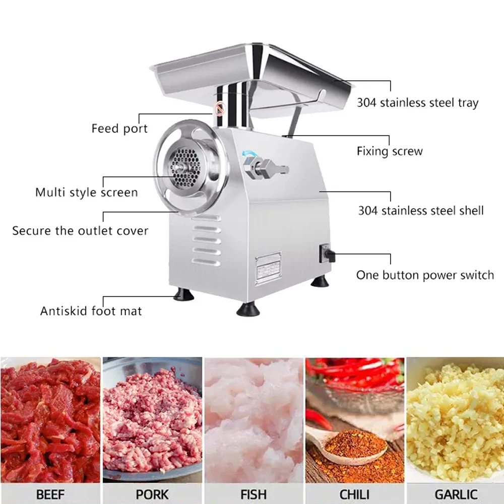YK-32W Professional Italian Meat Grinder for Commercial Use | High-Power 1800W,  Stainless Steel Blade | Easy Clean & Durable