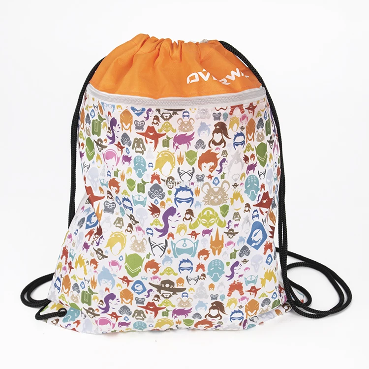Custom Logo Oxford Student Drawstring Backpack Bags 600 Polyester Cinch Sack