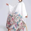 Brown flowered satin fabric