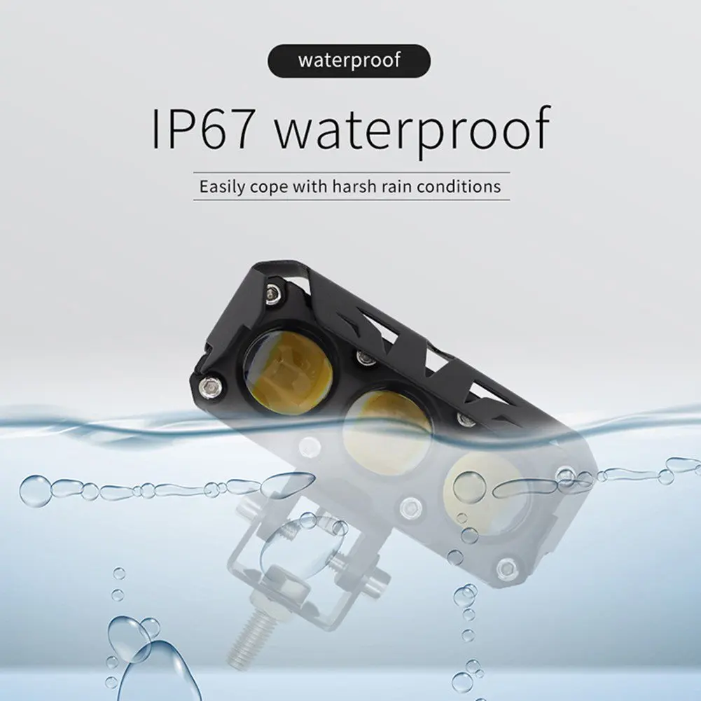 Motorcycle LED Spotlight Tri Lens Projector White Yellow Headlight Fog Light Auxiliary Lamp for Trucks SUVs UTVs Car 12V 24V
