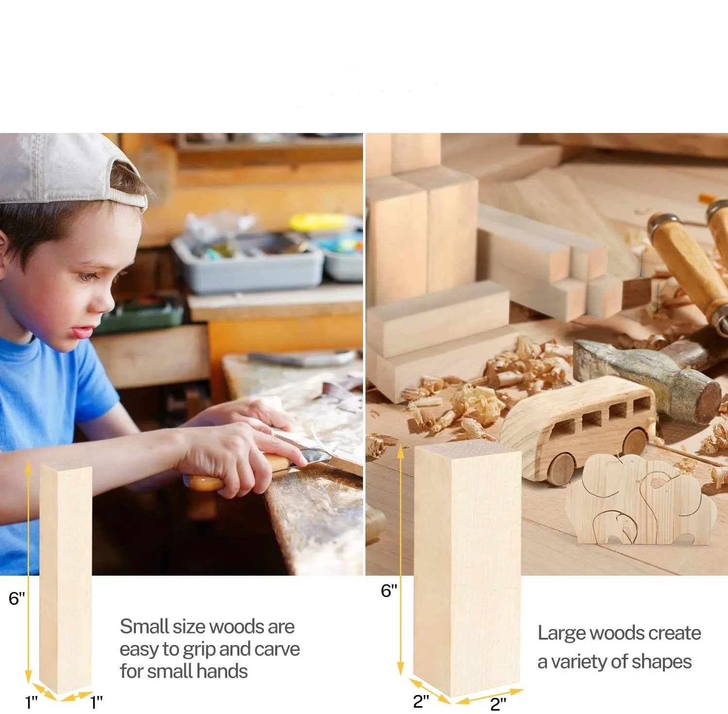Multi Size Real American Soft Wood Blocks for Craft Kits
