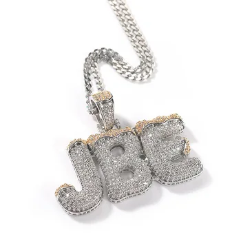 Hip Hop Bling Jewelry Personalized DIY English Letter Name Necklace for Women Men