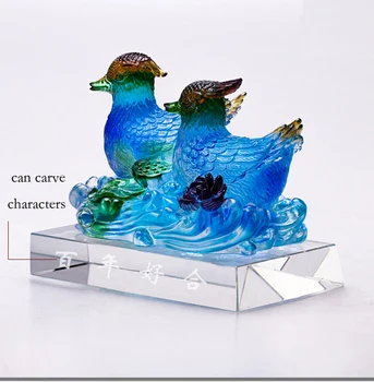 Liuli Crystal Mandarin Duck Crafts Glass