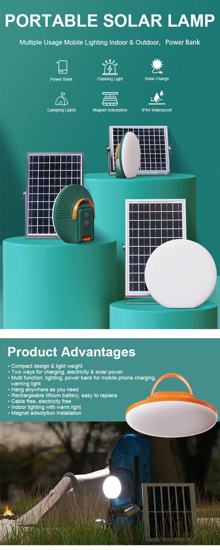 2023 Camping Light 2 In 1 Multifunctional Travel Light Led Outdoor