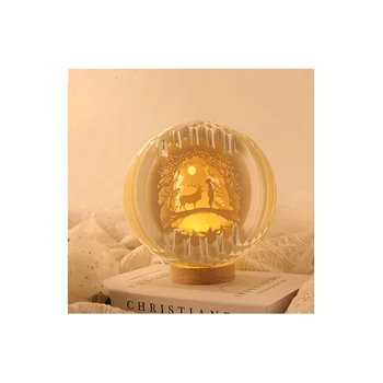 Creative 3D Paper Carving Lamp Warm White Night Light Decoration for Home Bedroom DIY Pop-up Holiday Gift