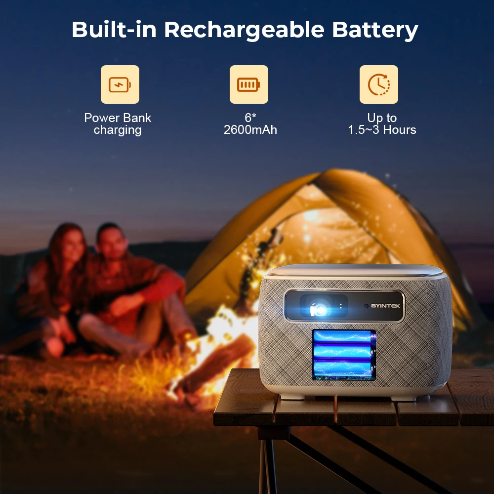 BYINTEK R20pro DLP Link Projector - 4K Video & Battery Beamer