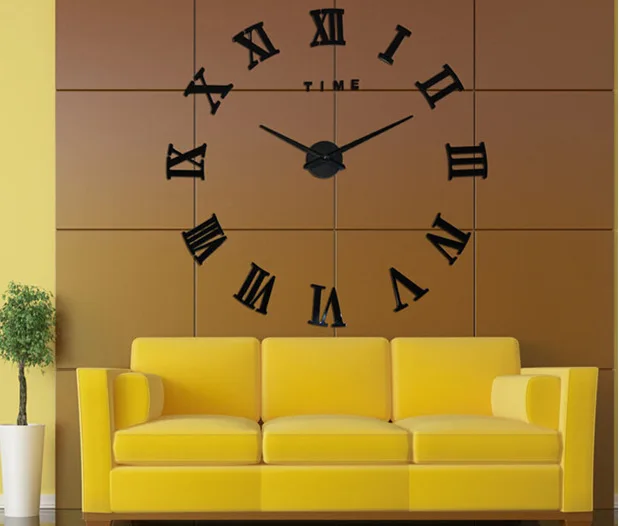 Orologio Da Parete Moderno 3D A Specchio Con Numeri Romani – Fai Da Te In Acrilico Oro, Diametro Regolabile 20-50 Cm, Decorazione Senza Cornice