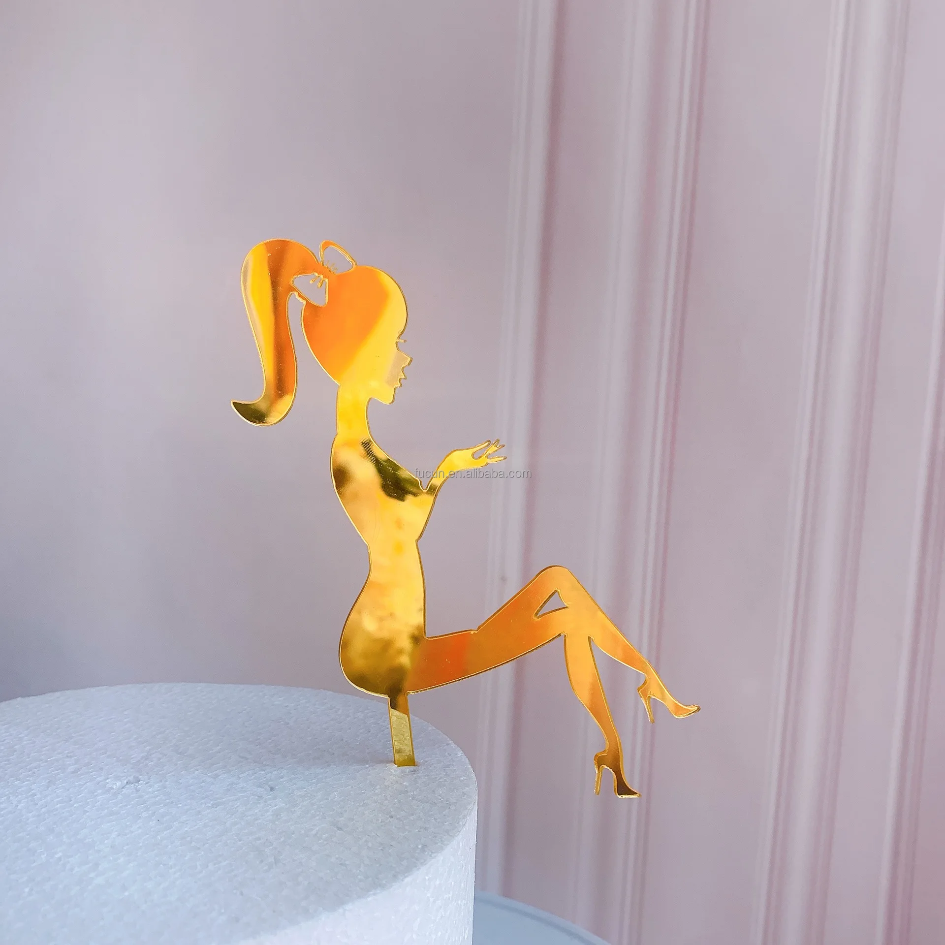 custom party supply gold geometry round letter cake toppers