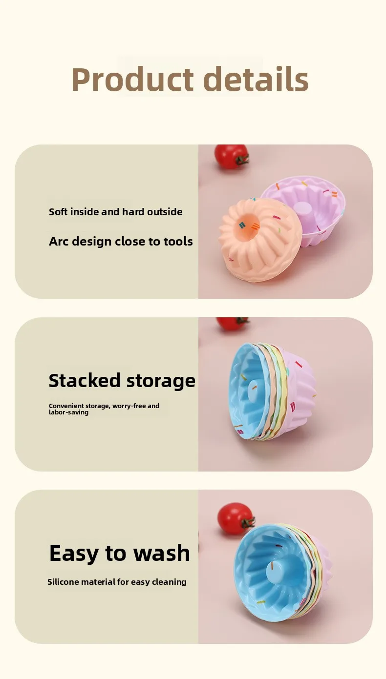8.4g Round Silicone Muffin Cup and Cake Mold Baking Tool for Pudding Cake Other Desserts details