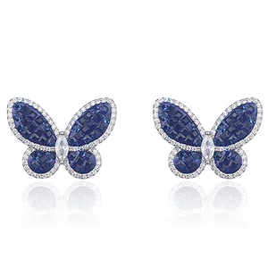 Double Bee Style Rhinestone Stud Earrings Creative  Butterfly  Women Small Earrings Charm Jewelry 2026