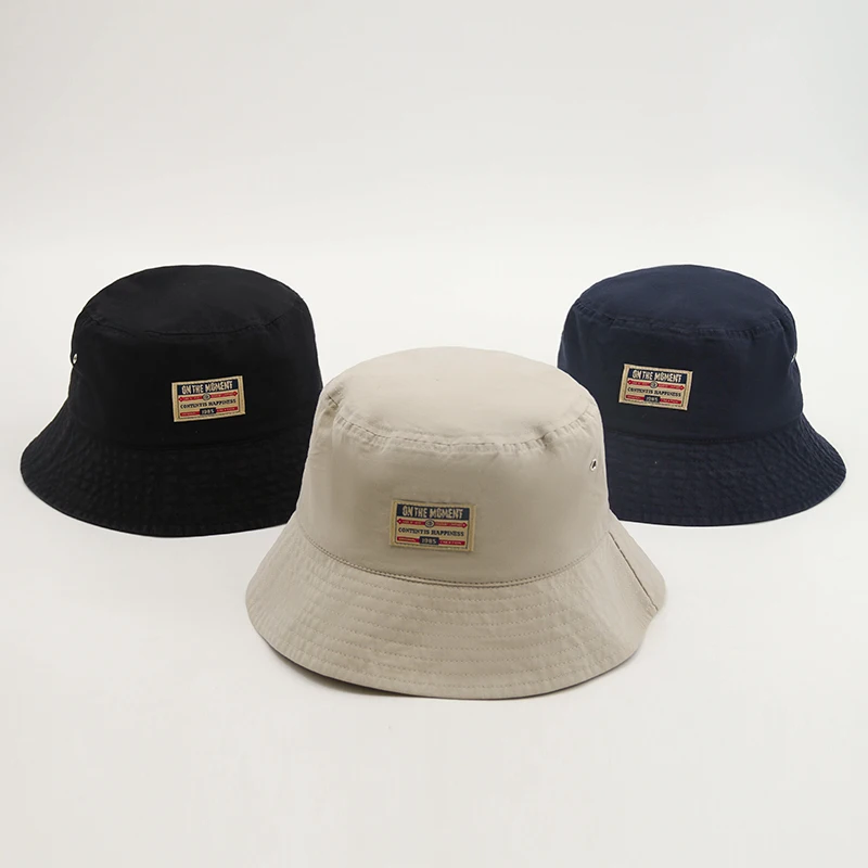 Black Summer Washed Cotton Casual Breathable Custom Fisherman Bucket