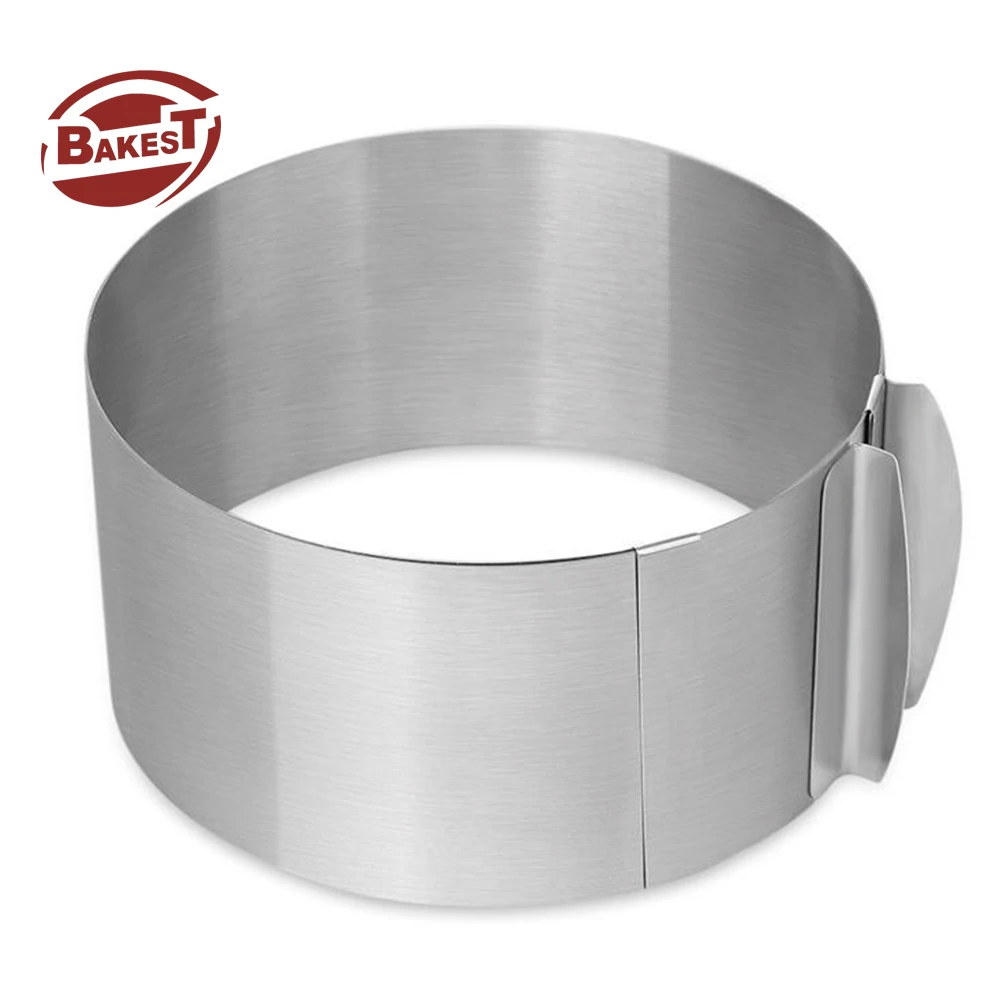 Bakest Adjustable Circle Round Cake Ring Hight Baking Mould Dessert Height Ajustable Retractable 16~30cm Mousse Key Metal Mold