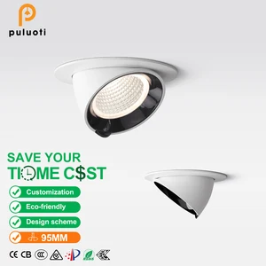 PULUOTI 24W LED Elephant-trunk Lamp Adjustable Angle 45° 3000K 4000K White Highlight Spot Light 95mm Cut Aluminum for Indoor Use