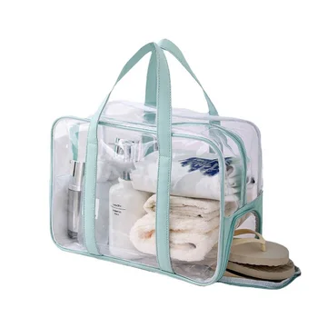 Transparent Waterproof PVC independent shoe compartment swimming bag storing cosmetics toiletries portable beach bag
