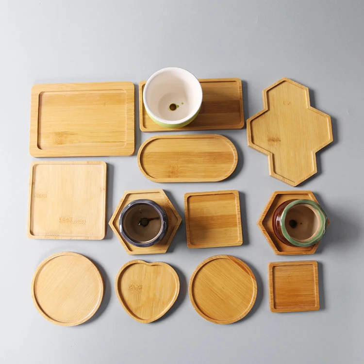 Custom Bamboo Plant Saucer Round Plant Pot Tray for Succulent Planters Indoor Outdoor Planters