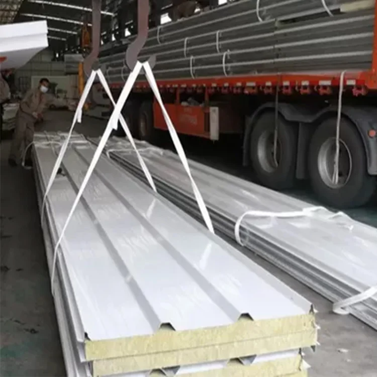 Hot Selling 50mm Thick Stainless Steel Rock Wool Sandwich Panel Premium Building Material for Cold Room Workshop Hotel