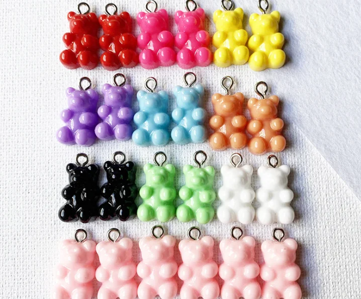 Colorful Resin Gummy Bear Pendant Charms Baby Charms Solid Glitter ...