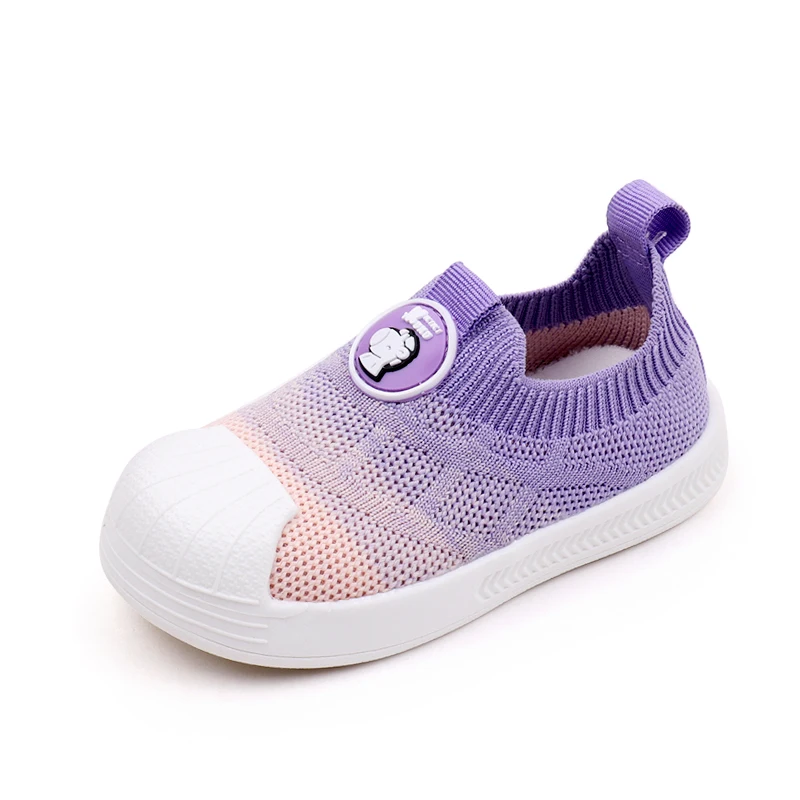 Spring and Autumn Knitted Shell Head Matching Mesh Breathable Baby Walking Shoes factory