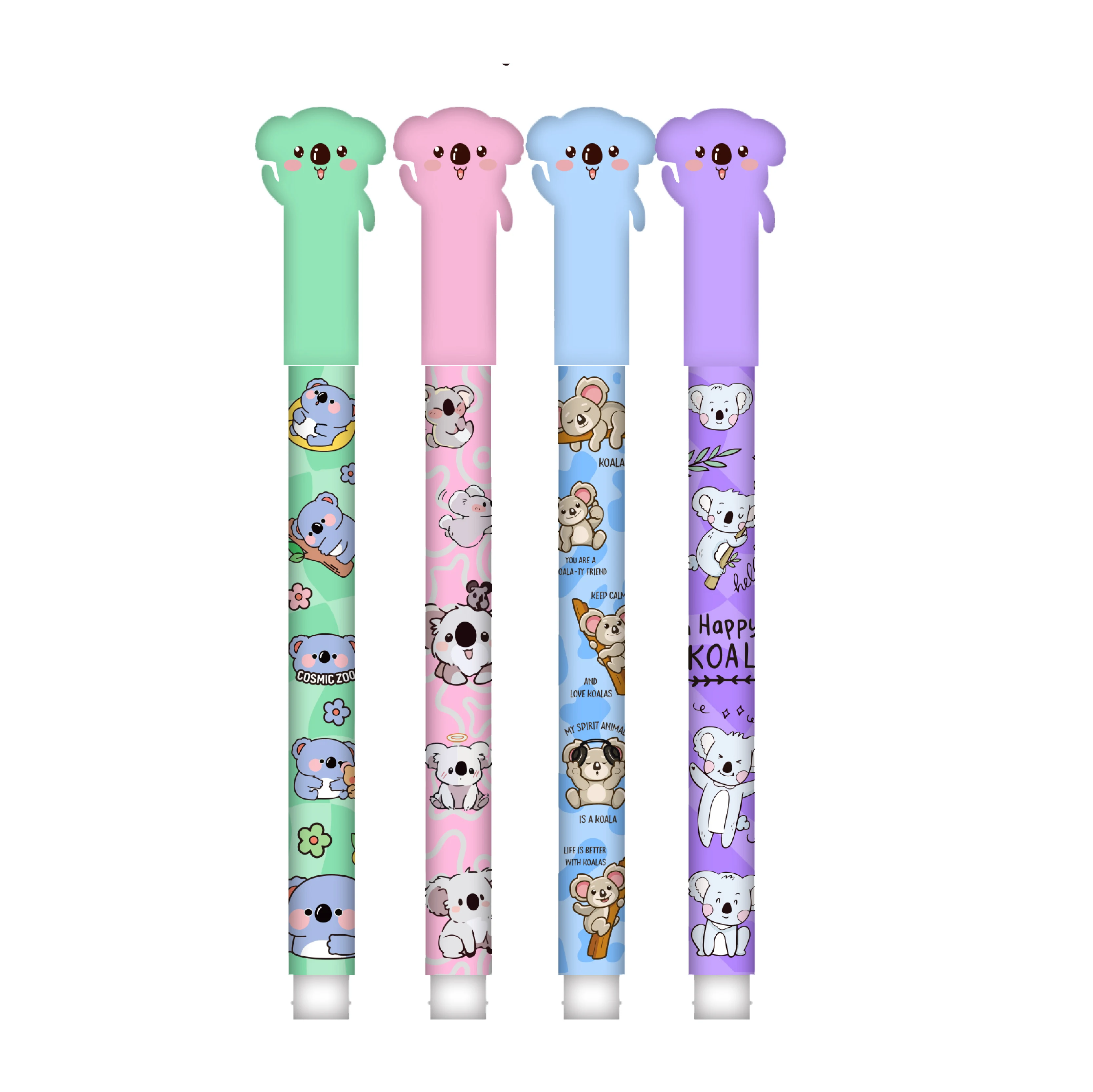 Stylo gel bleu effaçable Koala adorable, pointe 0,5 mm, écriture fluide, stylo de haute qualité pour un usage quotidien_voghion.com