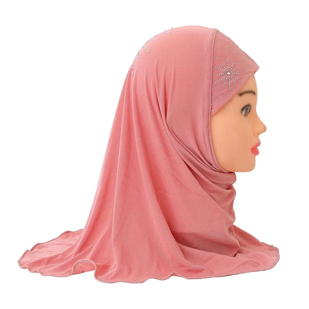 JIAHG 2pcs Hijab à Enfiler Fille 2-4 Ans Foulard Islamique Avec Bonnet Intégré Turban