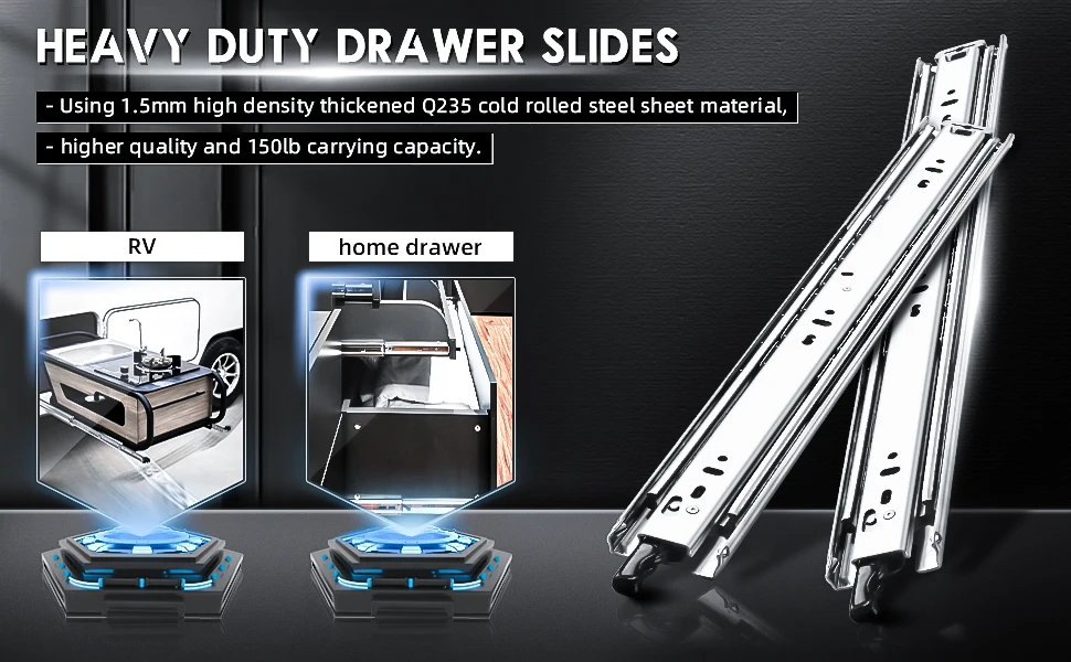Aolisheng Heavy Duty Drawer Slides With Lock Full Extension Ball