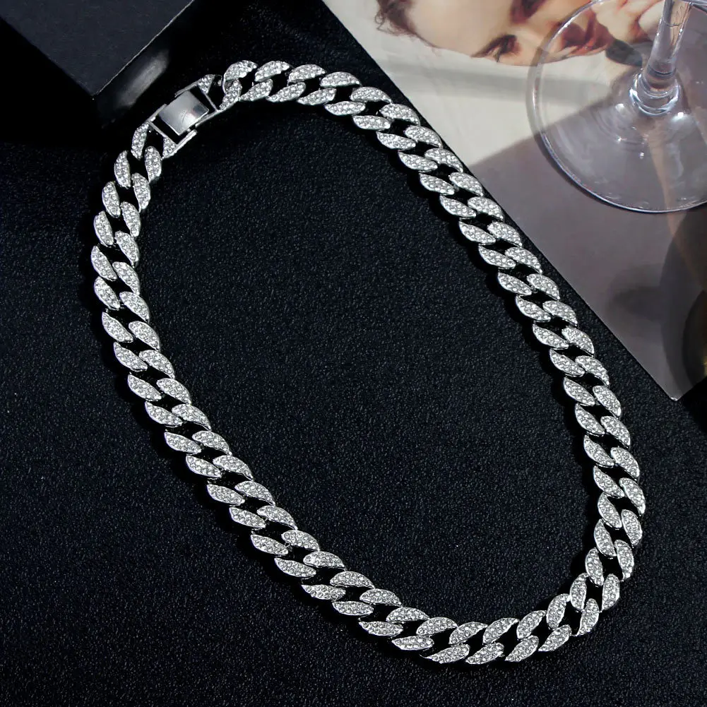 Trendy Punk 925 Sterling Silver Cuban Link Choker Necklace For Women