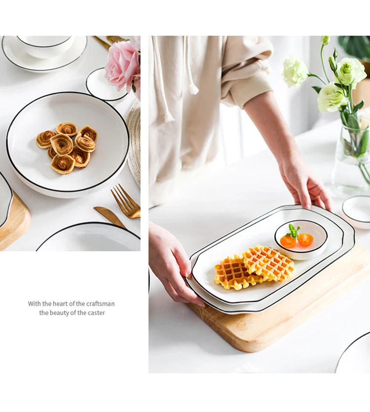 Modern Hotel Porcelain Dinner Plates Wedding Fine White Dinner Set