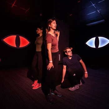 interactive light hide wall game team cooperate for kids adults activate game Evil Eyes