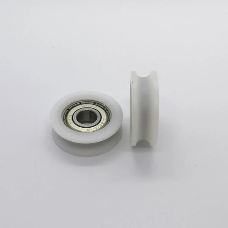 New 6*30*10mm U Groove Metal Shield Nylon Pulley Wheels Roller Ball Bearings YAA