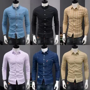 New Lapel Men's Shirts High Quality Men's Shirts Printed Work Long Sleeve 3D Printed Shirts