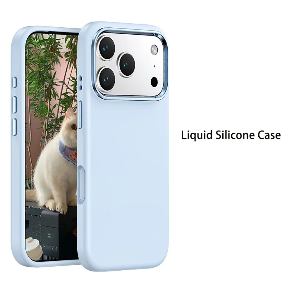 product laudtec slim liquid silicone 3 layers full covered soft gel rubber case cover for iphone 17 pro 2025 for apple magnetic case-3