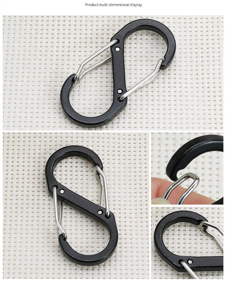 Custom small camping hammock loading buckle keychain snap hook s biner aluminum alloy key carabiner