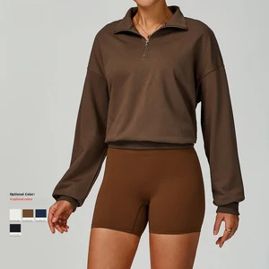 Cross-border Autumn Winter Zipper Sweatshirt Casual Loose Windproof Warm Plus Size Women's Running Fitness Sportswear Disko