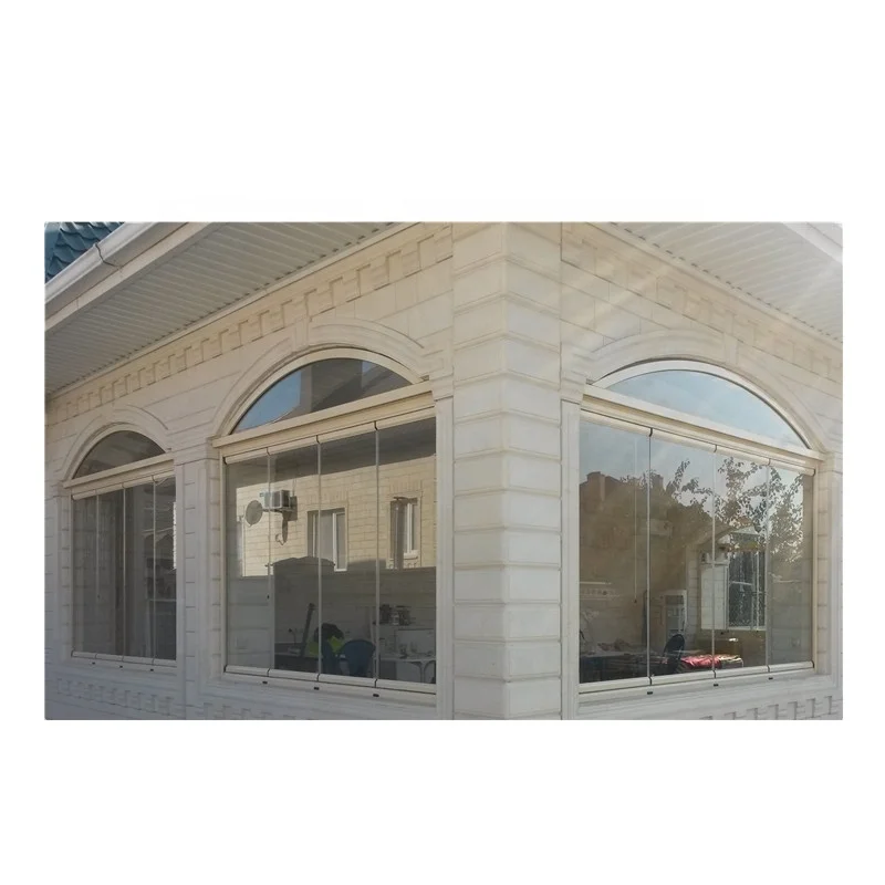 Панорамное Безрамное раздвижное складное штабелируемое стеклянное окно гармошкой как алюминиевое для балкона с супер прозрачным обзором