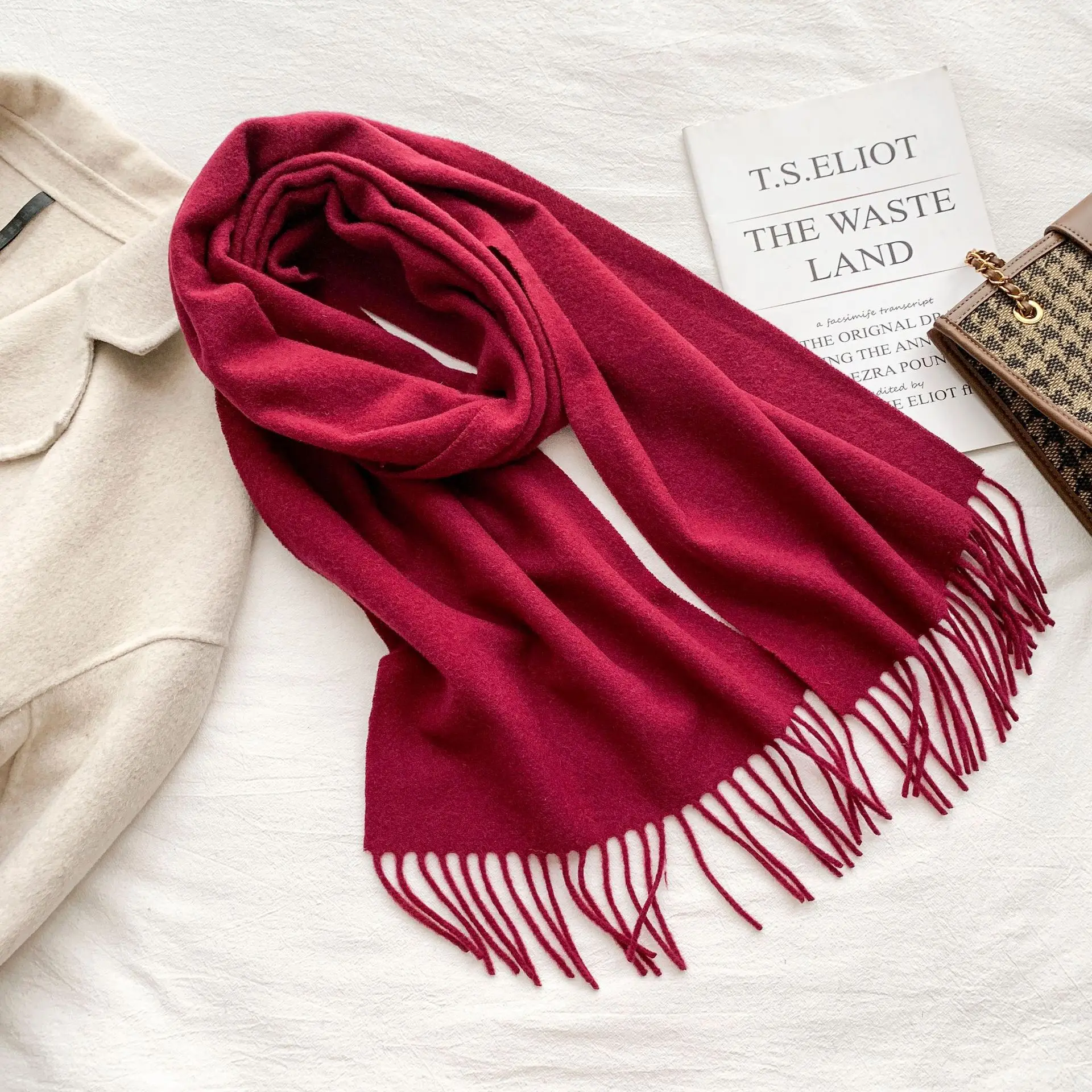 Tassel Scarf Wine Scarf Ladies Custom Logo Winter Ladies Pure 100