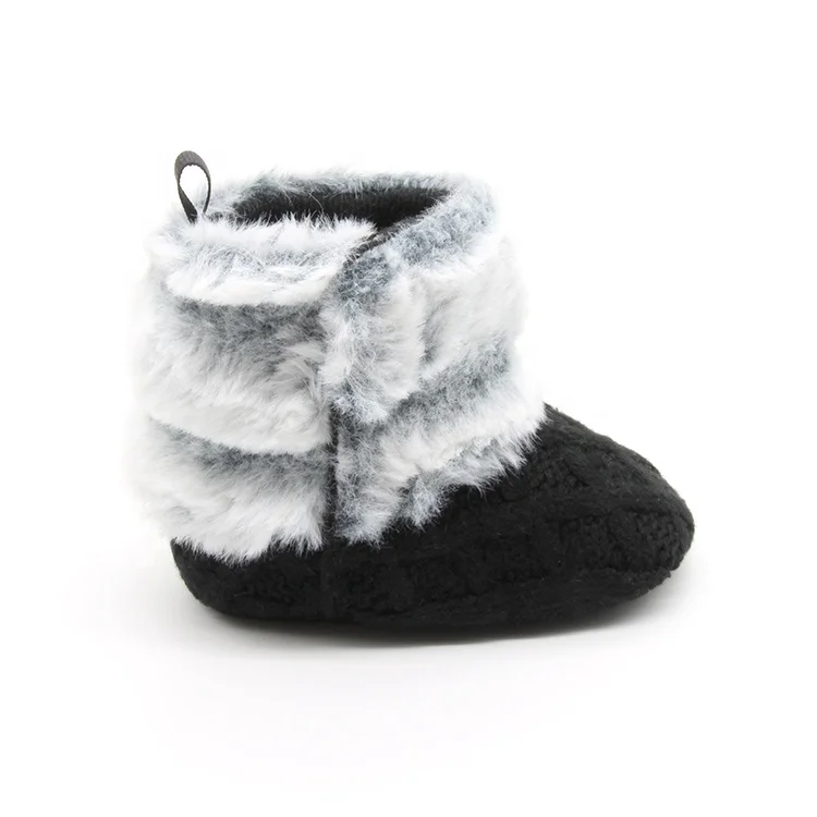 Прекрасная зимняя теплая обувь для младенцев, детские носки для маленьких мальчиков и девочек мягкая подошва пинетки