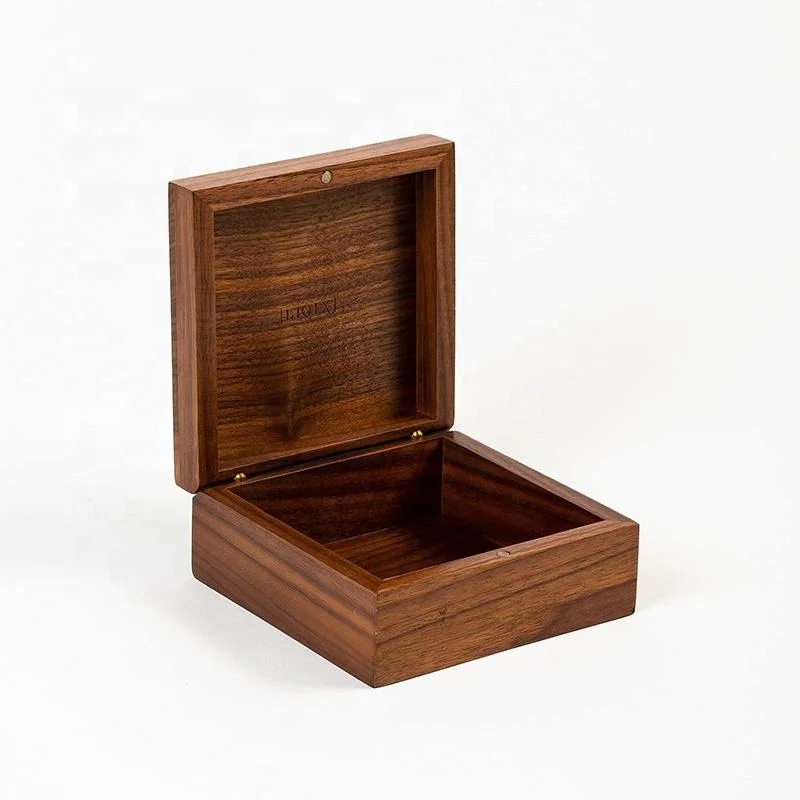 Walnut Wooden Box with Hinged Lid Eco-Friendly Customizable Storage for Art & Collectibles