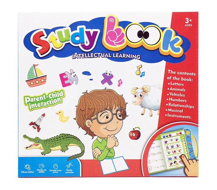 Fun Educational Plastic Talking Sound Book English Learning Reading Machine for Children Battery Powered for Teaching Gift Box