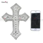 Appliques Cross Hotfix Religion Motifs Rhinestone Crystal Luxury Appliques Iron On Cross Patches For DIY Hoodie WRA-844