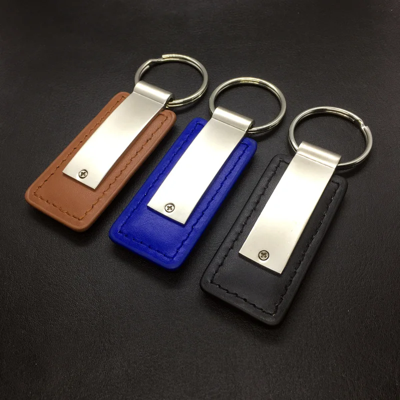 MY127 Personalized Metal Custom Logo Blank Luxury Pu Leather Car Keychain Car Leather Key Chain