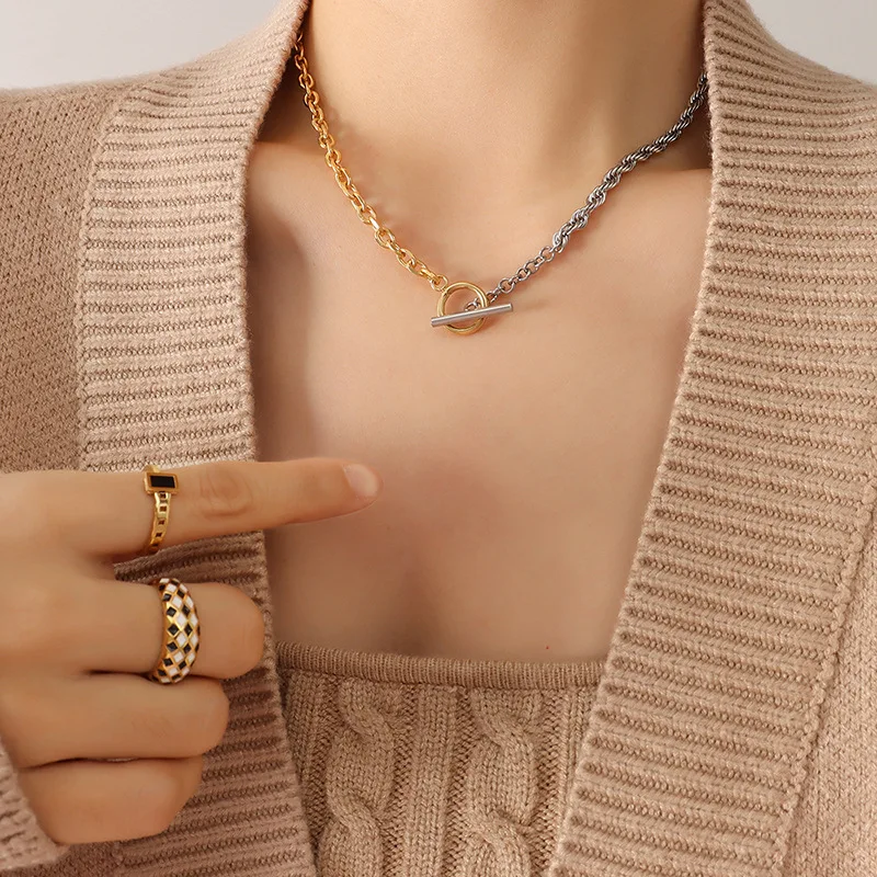 Shop Our Trendy Fashion Necklace Double Colorblock OT Buckle