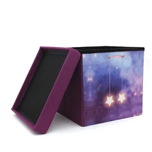 Custom Living Room Furniture Wholesale Folding Stool Ottoman Foot Stool Colorful Storage Box Designer Fabric Modern Home Storage